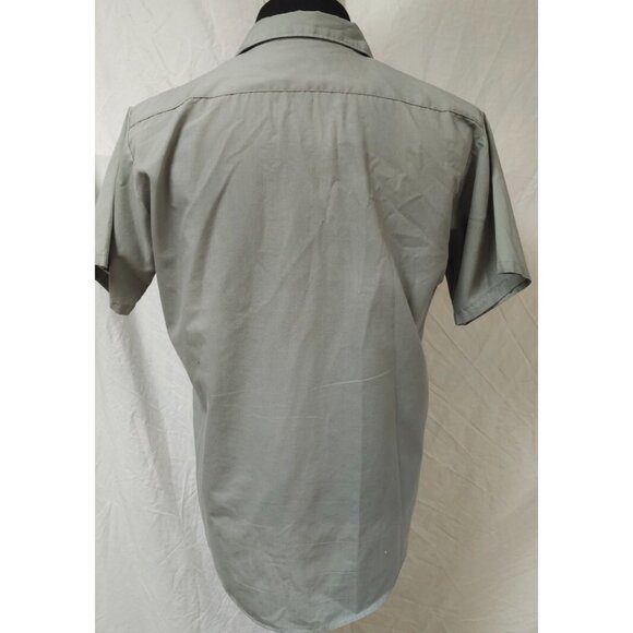 Sears 1970s Vintage Perma Press Short Sleeve Gray Button-Up Work Shirt M 15x15.5 - Picture 8 of 11